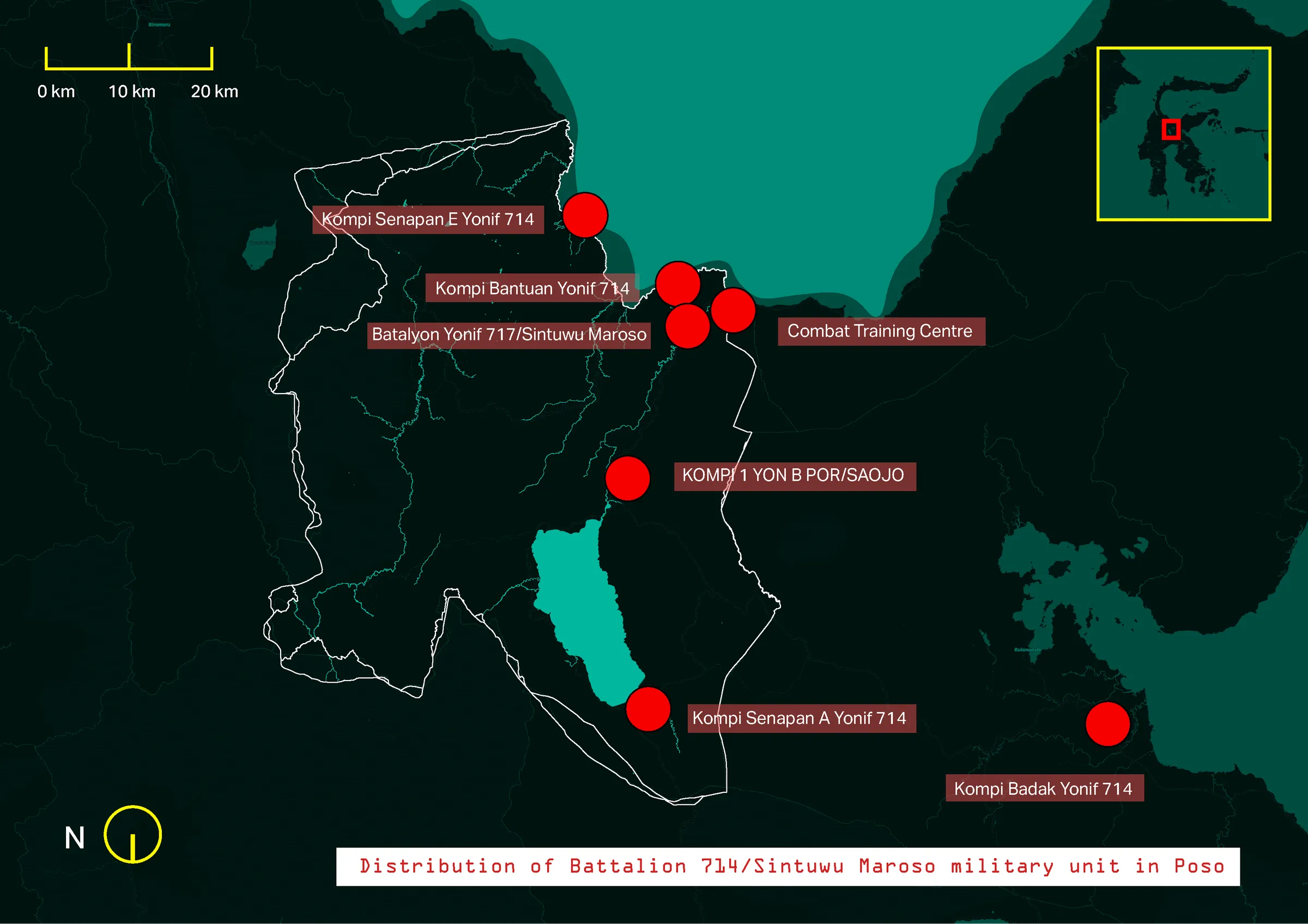 Map of Battalion 714 Sintuwu Maroso in Poso that was built in 2005