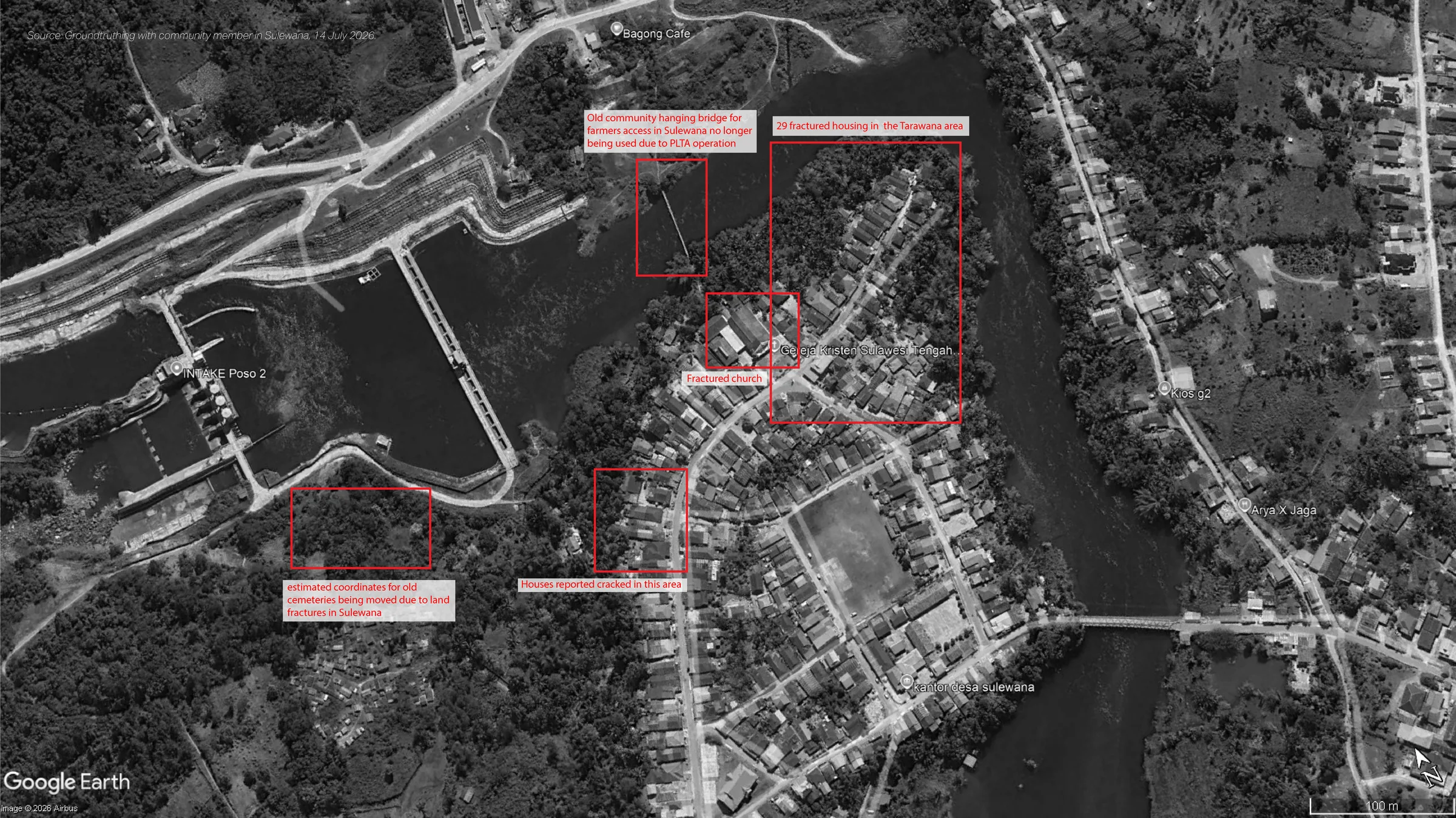 Fractured housing in the Tarawana area of Sulewana village